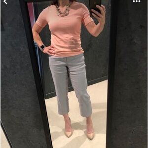 J Jill Grey Striped Stretch Linen Pants